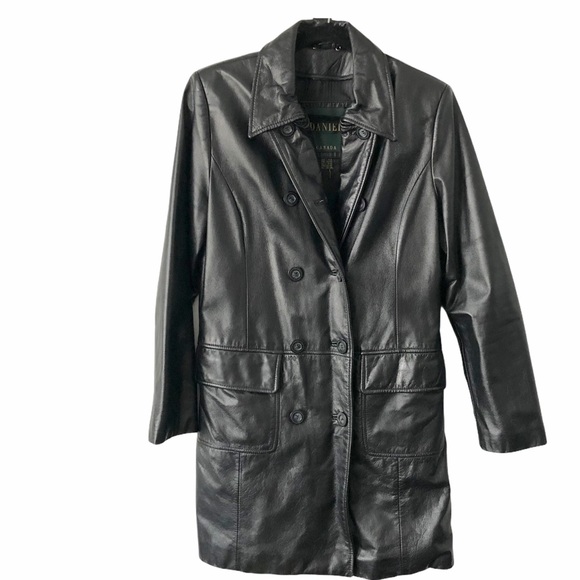 Danier Genuine Leather Doublebreast Button 6-8 Blk - Picture 1 of 7